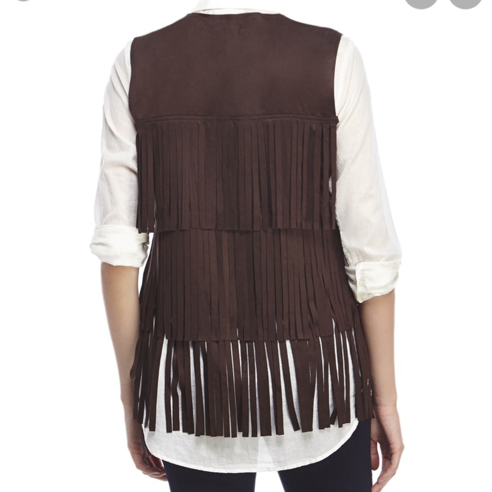 LOVE TOKEN Vest - Stuart Fringe Brown Suede Vest - Picture 3 of 8